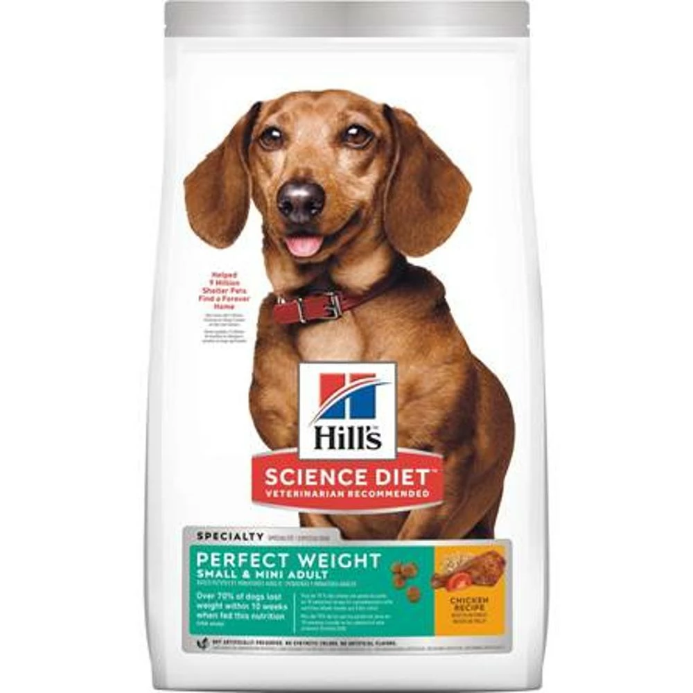 Hills Science Diet Adult Perfect Weight Small Mini Dry Dog Food, Chicken Recipe, 4 Lb Bag | 052742382104 3 Hills Science Diet Adult Perfect Weight Small Mini Dry Dog Food, Chicken Recipe, 4 Lb Bag | 052742382104