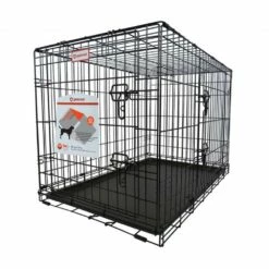 Petcrest Double Door Dog Crate Black Color 24x18x19 Inches | 784099025105