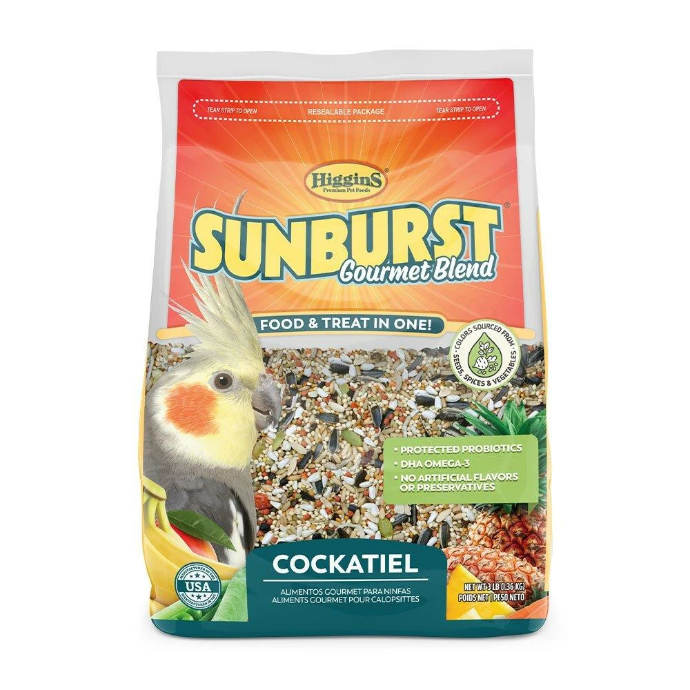 Higgins Sunburst Gourmet Blend Cockatiels Food 3 Lbs | 046706302307 3 Higgins Sunburst Gourmet Blend Cockatiels Food 3 Lbs | 046706302307