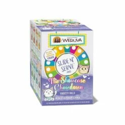 Weruva Slide N Serve Pat Wet Cat Food, The Showcase Chowdown Slide N Serve, 2.8oz Pouch Variety Pack | 813778018517
