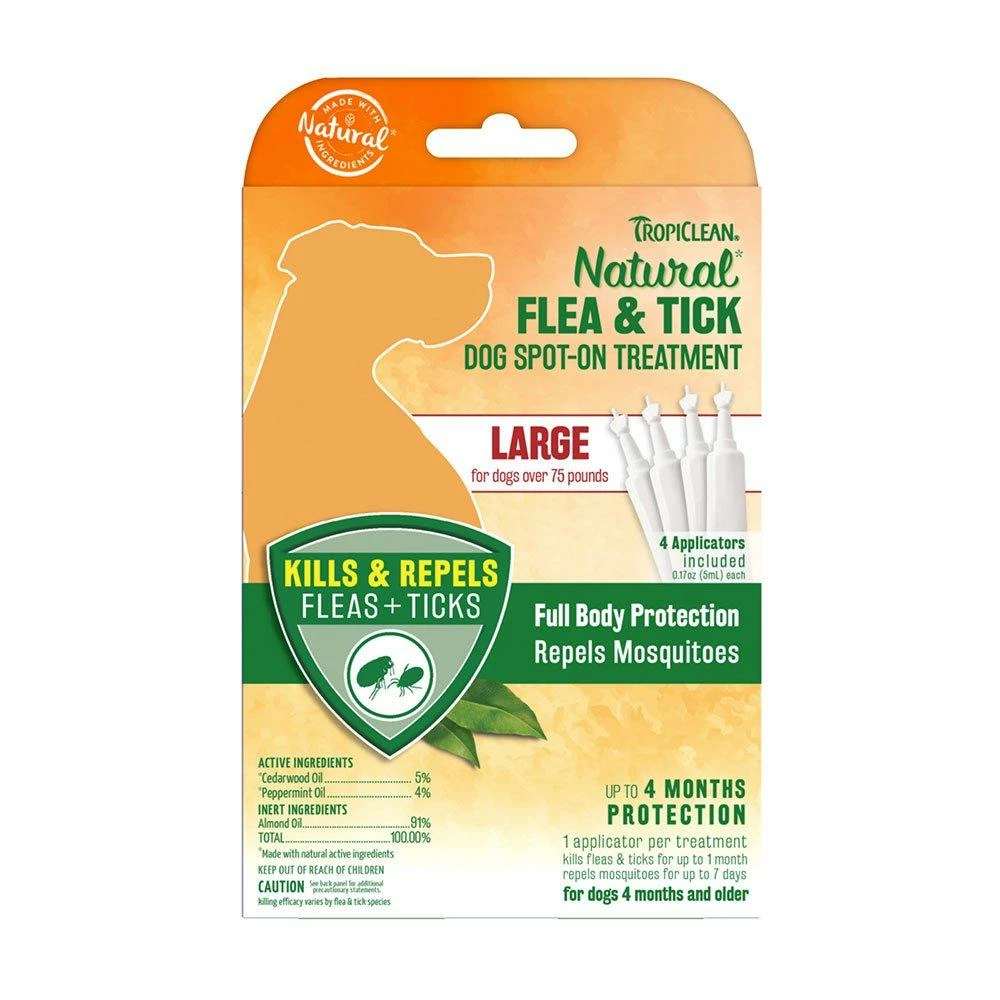TropiClean Natural Flea Tick Spot On Treatment For Large Dog | 645095320390 3 TropiClean Natural Flea Tick Spot On Treatment For Large Dog | 645095320390
