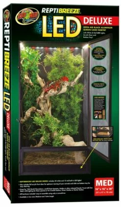 Zoo Med ReptiBreeze LED Deluxe Screen Cage Black, 1ea/MD | 097612091151