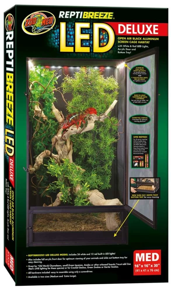 Zoo Med ReptiBreeze LED Deluxe Screen Cage Black, 1ea/MD | 097612091151 3 Zoo Med ReptiBreeze LED Deluxe Screen Cage Black, 1ea/MD | 097612091151
