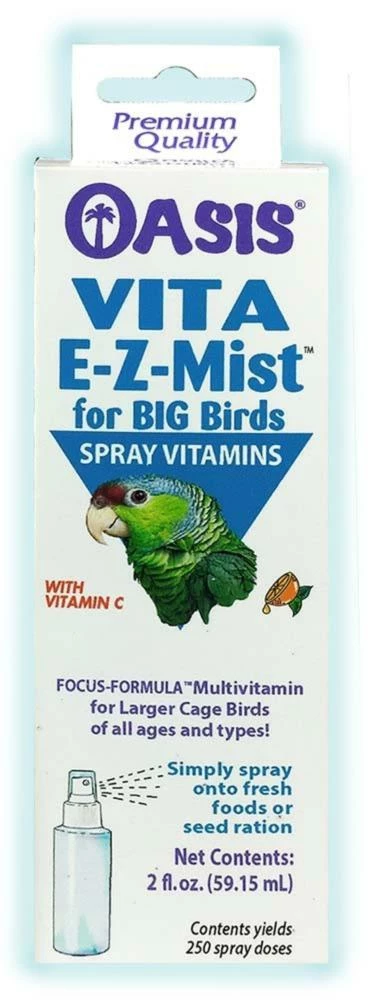 Oasis VITA E-Z-MIST Multivitamin Spray For Big Birds 2 Fl Oz | 048054810589 3 Oasis VITA E-Z-MIST Multivitamin Spray For Big Birds 2 Fl Oz | 048054810589