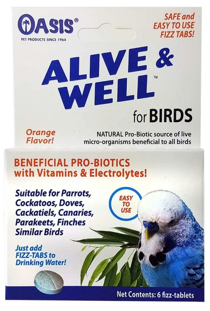 Oasis Alive And Well Probiotic Fizz-Tablets For Birds 6 Ct | 048054800702 3 Oasis Alive And Well Probiotic Fizz-Tablets For Birds 6 Ct | 048054800702