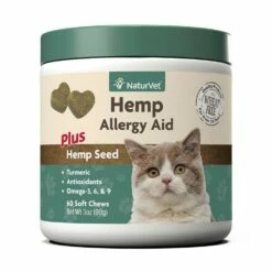 Naturvet Wheat Free Hemp Allergy Aid Plus Hemp Seed Cat Soft Chew 60 Count | 797801059039